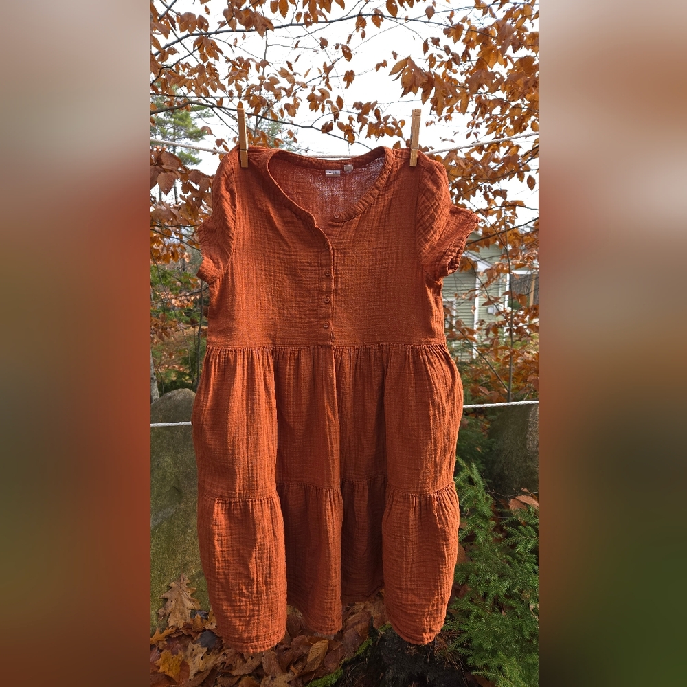 GAP Kids XXL Girl's Burnt Orange Gauze Dress w/ Pockets